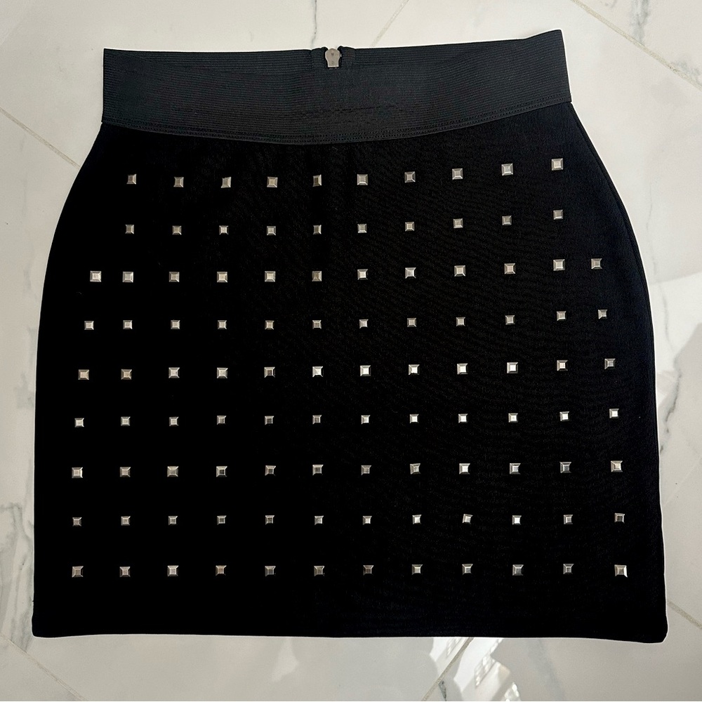 Arden B | Black | Silver Studded Mini Skirt |